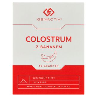 Genactiv Colostrum z Bananem, proszek, 1 g x 30 saszetek - zdjęcie produktu