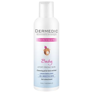 Dermedic Linum Emolient Baby, kremowy żel do mycia od 1 dnia życia, skóra sucha, atopowa, z objawami łuszczycy, 200 ml - zdjęcie produktu