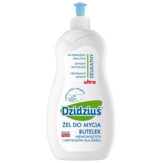 Dzidziuś, ultra delikatny żel do mycia butelek niemowlęcych i artykułów dla dzieci, 500 ml USZKODZONE OPAKOWANIE - zdjęcie produktu