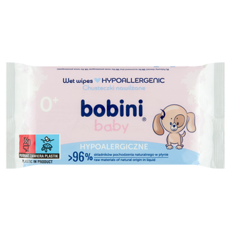 Bobini Baby, chusteczki nawilżane dla niemowląt od 1 dnia życia i dzieci, hypoalergiczne, 60 sztuk - zdjęcie produktu