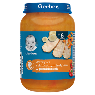 Gerber Obiadek, delikatny indyk w pomidorach, po 6 miesiącu, 190 g - zdjęcie produktu