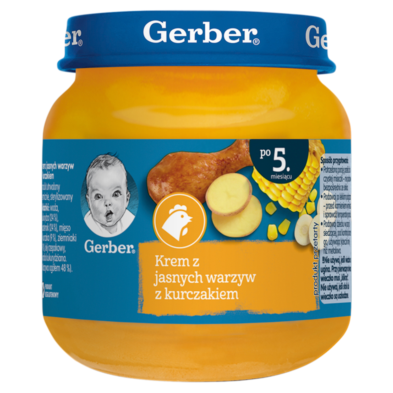 Gerber Gerber Obiadek, krem z jasnych warzyw z kurczakiem, po 5 miesiącu, 125 g