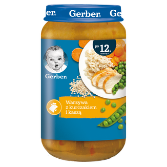 Gerber Junior Obiadek, warzywa z kurczakiem i kaszą, po 12 miesiącu, 250 g - zdjęcie produktu