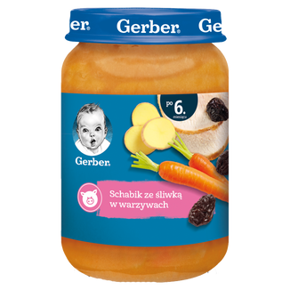 Gerber Obiadek, schabik ze śliwką w warzywach, po 6 miesiącu, 190 g - zdjęcie produktu