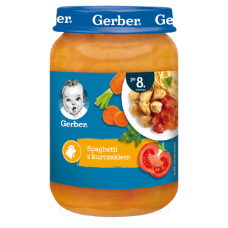 Gerber Obiadek, spaghetti z kurczakiem, po 8 miesiącu, 190 g - zdjęcie produktu