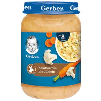 Gerber Zupka, kalafiorowa z królikiem, po 8 miesiącu, 190 g Gerber Zupka, kalafiorowa z królikiem, po 8 miesiącu, 190 g - zdjęcie produktu
