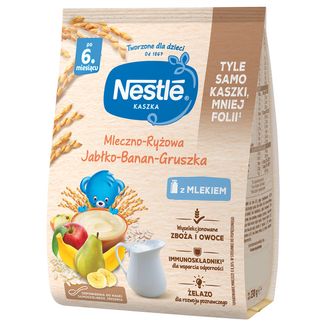 Nestle Kaszka mleczno-ryżowa, banan-jabłko-gruszka, bezglutenowa, po 6 miesiącu, 230 g - zdjęcie produktu