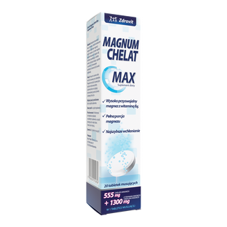 Zdrovit Magnum Chelat Max, 20 tabletek musujących - zdjęcie produktu