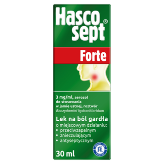 Hascosept Forte 3 mg/ml, roztwór do stosowania w jamie ustnej, aerozol, 30 ml - zdjęcie produktu