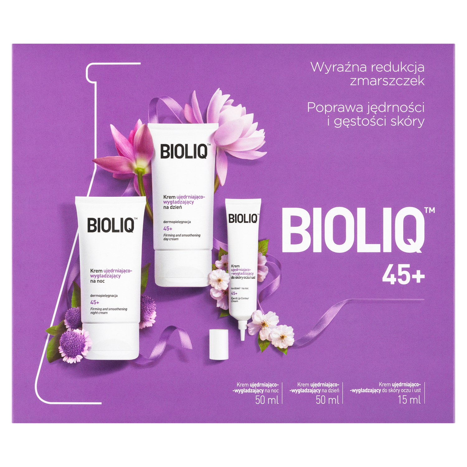 Bioliq Set Bioliq 45+, Creme straffend-glättend für den Tag, 50 ml + Nachtcreme, 50 ml + Augencreme, 15 ml