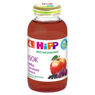 HiPP Sok 100% Bio, czerwone owoce, po 4 miesiącu, 200 ml - zdjęcie produktu