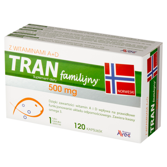 Tran Familijny z witaminami A + D, 120 kapsułek - zdjęcie produktu