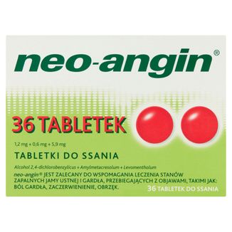 Neo-Angin 1,2 mg + 0,6 mg + 5,9 mg, 36 tabletek do ssania - zdjęcie produktu
