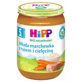 HiPP Danie Bio Młoda marchewka z ryżem i cielęciną, po 5 miesiącu, 190 g - miniaturka zdjęcia produktu