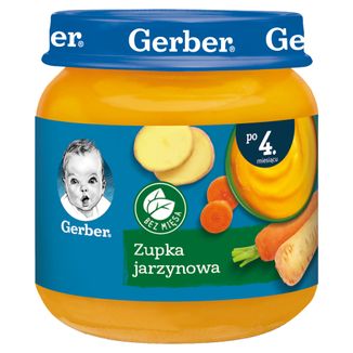 Gerber Zupka, jarzynowa, po 4 miesiącu, 125 g USZKODZONE OPAKOWANIE - zdjęcie produktu