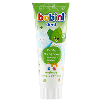 Bobini Dent, pasta do zębów dla dzieci powyżej 6 lat, miętowa guma balonowa, 75 ml - zdjęcie produktu