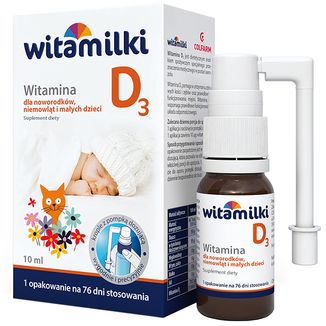 Witamilki Witamina D3 dla noworodków, niemowląt i małych dzieci, krople z pompką dozującą, 10 ml KRÓTKA DATA - zdjęcie produktu