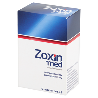 Zoxin-Med 20 mg/ ml, szampon leczniczy przeciwłupieżowy, 6 ml x 6 saszetek USZKODZONE OPAKOWANIE Zoxin-Med 20 mg/ ml, szampon leczniczy przeciwłupieżowy, 6 ml x 6 saszetek USZKODZONE OPAKOWANIE - zdjęcie produktu