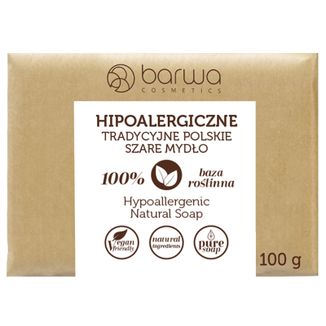 Barwa Hipoalergiczne, tradycyjne polskie szare mydło, 100 g - zdjęcie produktu