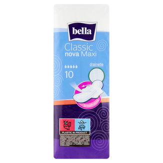 Bella Classic Nova, podpaski higieniczne Drainette ze skrzydełkami, Maxi, 10 sztuk - zdjęcie produktu