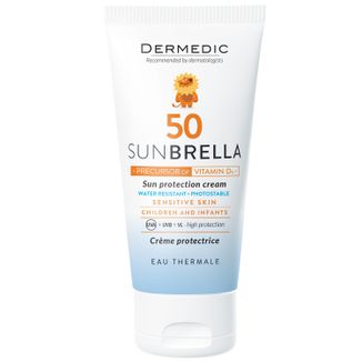 Dermedic Sunbrella Baby, krem ochronny dla dzieci i niemowląt, skóra wrażliwa, SPF 50, 50 g USZKODZONE OPAKOWANIE - zdjęcie produktu