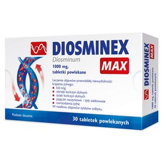 Diosminex Max 1000 mg, 30 tabletek powlekanych - zdjęcie produktu