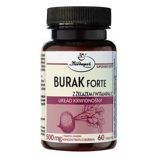 Herbapol Burak Forte z żelazem i witaminą C, 60 tabletek - zdjęcie produktu