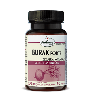 Herbapol Burak Forte z żelazem i witaminą C, 60 tabletek Herbapol Burak Forte z żelazem i witaminą C, 60 tabletek - zdjęcie produktu