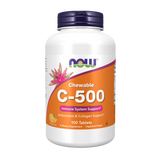 Now Foods C-500, witamina C + bioflawonoidy + acerola, smak pomarańczowy, 100 tabletek do żucia - miniaturka zdjęcia produktu
