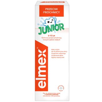 Elmex Junior, płyn do płukania jamy ustnej dla dzieci 6-12 lat, z aminofluorkiem, 400 ml - zdjęcie produktu