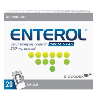 Enterol 250 mg, Saccharomyces boulardii, 20 kapsułek USZKODZONE OPAKOWANIE - zdjęcie produktu