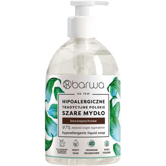 Barwa, hipoalergiczne tradycyjne polskie szare mydło w płynie, 500 ml - zdjęcie produktu