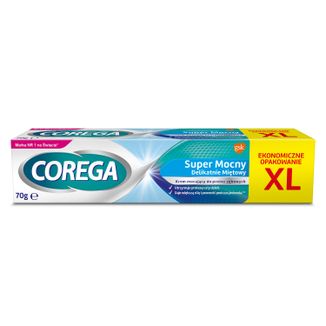 Corega Super Mocny, krem mocujący do protez zębowych, delikatnie miętowy, 70 g USZKODZONE OPAKOWANIE - zdjęcie produktu