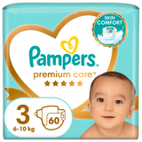 Pampers Premium Care, pieluchy rozmiar 3, 6-10 kg, 60 sztuk - miniaturka zdjęcia produktu