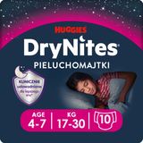 Huggies DryNites Girls, majtki na noc, dla dziewczynek, 4-7 lat, 17-30 kg, 10 sztuk - miniaturka zdjęcia produktu