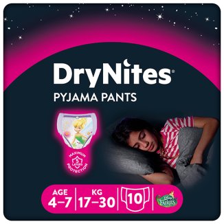 Huggies DryNites Girls, majtki na noc, dla dziewczynek, 4-7 lat, 17-30 kg, 10 sztuk - zdjęcie produktu