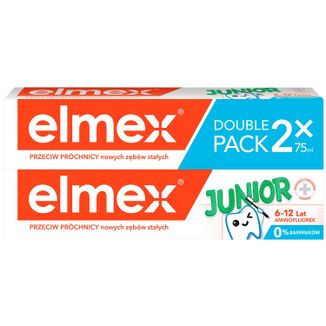 Elmex Junior, pasta do zębów z aminofluorkiem, 6-12 lat, 2 x 75 ml (DWUPAK) - zdjęcie produktu
