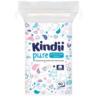 Kindii Pure, bawełniane płatki dla niemowląt, 60 sztuk - zdjęcie produktu
