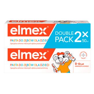 Elmex, pasta do zębów dla dzieci, z fluorem, 0-6 lat, 2 x 50 ml USZKODZONE OPAKOWANIE - zdjęcie produktu