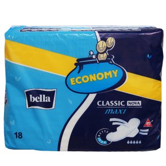 Bella Classic Nova, podpaski higieniczne Drainette ze skrzydełkami, Maxi, 18 sztuk - zdjęcie produktu