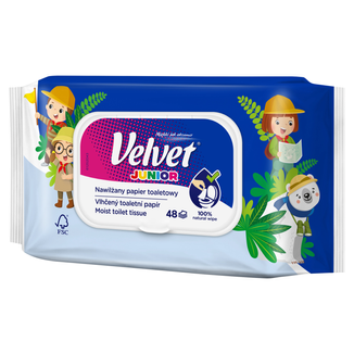 Velvet Junior, papier toaletowy nawilżany, z klipsem, 42 sztuki - zdjęcie produktu