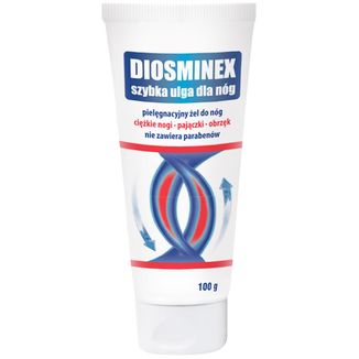 Diosminex, szybka ulga dla nóg, pielęgnacyjny żel do nóg, ciężkie nogi, pajączki, obrzęk, 100 g - zdjęcie produktu