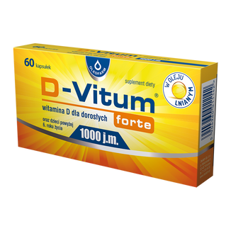 D-Vitum Forte 1000 j.m., witamina D dla dorosłych i dzieci powyżej 6 roku, 60 kapsułek USZKODZONE OPAKOWANIE - zdjęcie produktu