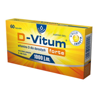 D-Vitum Forte 1000 j.m., witamina D dla dorosłych i dzieci powyżej 6 roku, 60 kapsułek - zdjęcie produktu