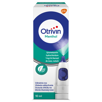 Otrivin Menthol 1 mg/ml, aerozol do nosa, 10 ml USZKODZONE OPAKOWANIE - zdjęcie produktu