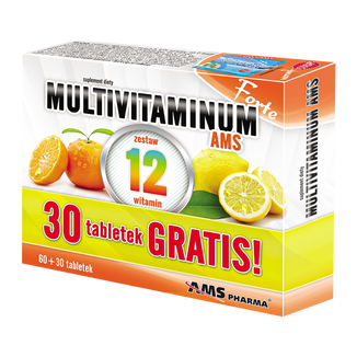 Multivitaminum AMS Forte, 60 tabletek + 30 tabletek gratis - zdjęcie produktu