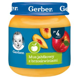 Gerber Deser, mus jabłkowy z brzoskwiniami, po 4 miesiącu, 125 g - zdjęcie produktu