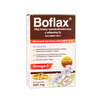 Boflax Olej lniany wysokolinolenowy z witaminą D3, 60 kapsułek - zdjęcie produktu