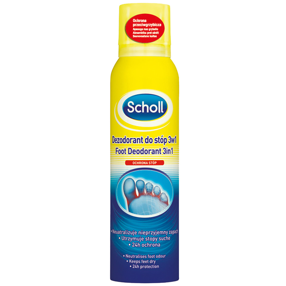 Scholl Scholl, dezodorant do stóp 3w1, ochrona przeciwgrzybiczna, 150 ml