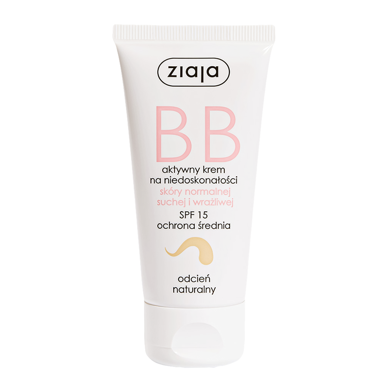 Nieznana Ziaja BB, aktywny krem na niedoskonałości, skóra normalna, sucha i wrażliwa, odcień naturalny, 50 ml
